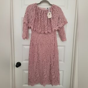Dainty Jewell's Antebellum Pink Lace Dress, Size XS